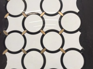 Halitta White Marble Waterjet Mosaic Inlay Brass Tile Supplier